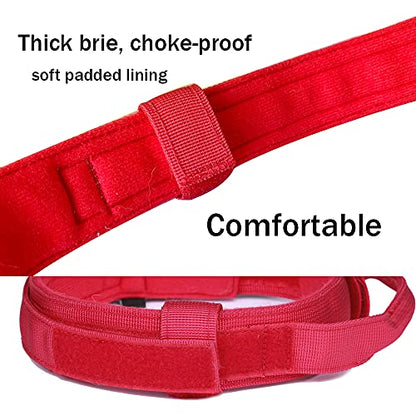 Tactical Dog Collar and Leash Set Adjustable Military Nylon Dog Collar with Control Handle and Heavy Duty Metal Buckle for Large Dogs（Red M - color: Red SET(collar+leash), size: Medium (Pack of 1)