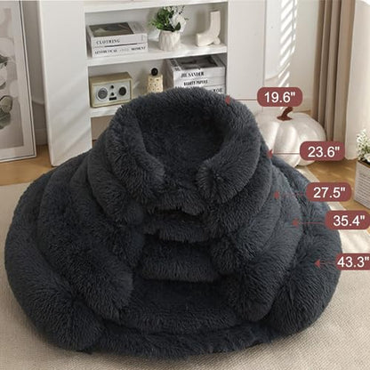 Extra Large Calming Dog Bed - Memory Foam Donut Bed with Waterproof Lining & Removable Cover (Aqua, 2XL) - color: Aqua, size: 43.3x43.3x3.9 in