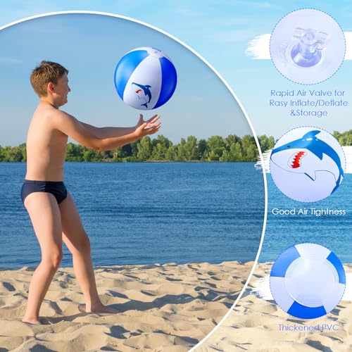6 Pcs 12 Inch Inflatable Shark Beach Balls for Kids Shark Birthday Party Favor Decorations Pool Toy PVC Beach Ball - style: Shark