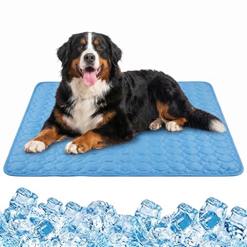 Dog Cooling Mat, 2026 Upgraded Pet Ice Silk Mat, Pet Cooling Mat Ice Silk Coolings Mats for Dogs & Cats, with Non-Slip & Foldable Summer Reusable Pets Cool Mats (Blue, S-20×16") - color: Blue, size: S-20"×16"