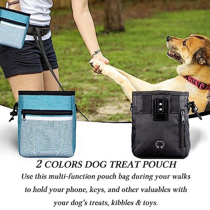 STMK Dog Treat Pouch Dog Clicker Training Kit, Dog Training Treat Pouch Dog Clicker for Training, 3 Ways to Wear Easily Carries Treat Pouches for Pet Training (Black and Light Blue) - color: Black and Light Blue