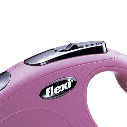 FLEXI New Classic Retractable Dog Leash (Cord), 16 ft, Medium, Pink - size: Medium 16 ft - 44 lbs