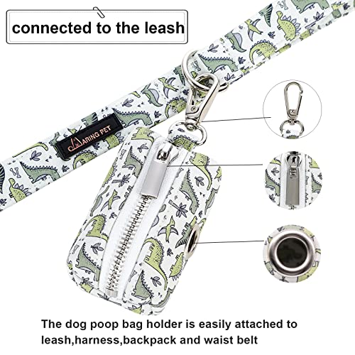 ARING PET Dog Waste Bag Dispenser, Cotton Doggy Poop Bags Holders Attach to Any Leashes, Portable Washable Dinosaur Pet Waste Pouch Dispenser with Metal Zipper - color: B:Dinosaur