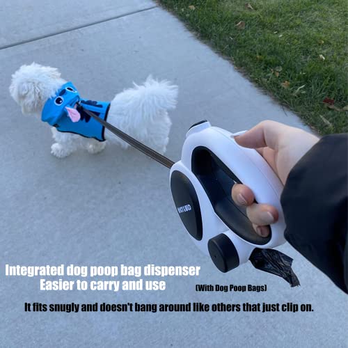 HCY&WLD Upgrade 4-in-1 Retractable Dog Leash with LED Light & Dispenser & Poop Bags, 16 ft Heavy Duty Dog Leash with Anti-Slip Handle for Dogs up to 66 lbs, 360° Tangle-Free, One Button Brake & Lock - size: Medium