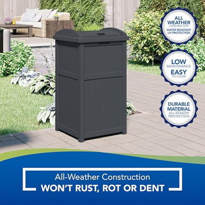 Suncast 3 Pack Trash Hideaway Refuse Container, Stylish Resin Outdoor Garbage Bin with Latching Lid, 30 to 33 Gallon Capacity, Cyberspace - color: Cyberspace, size: 3 Pack