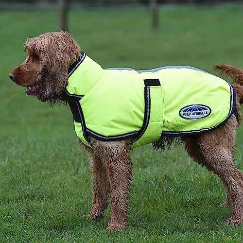 WeatherBeeta ComFiTec Reflective Parka 300D Deluxe Dog Coat, Yellow, 30" - color: Yellow, size: 30"