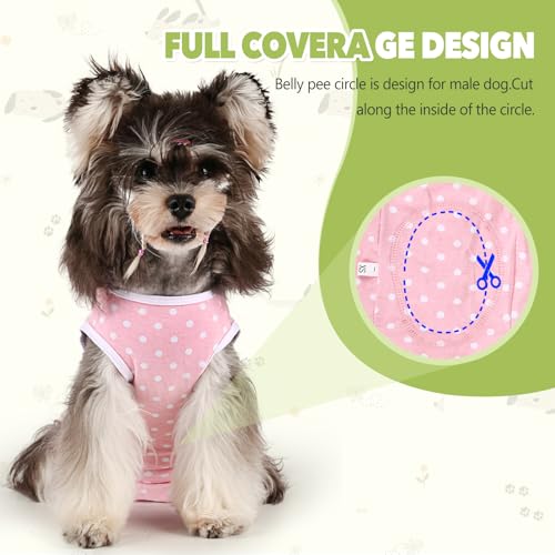 Dog Diapers Suit Period Onesie for Female Dog Sanitary Panties Male Doggy Heat Diapers Cover Fit for Small Medium Dogs Pink Dots/S - size: Small