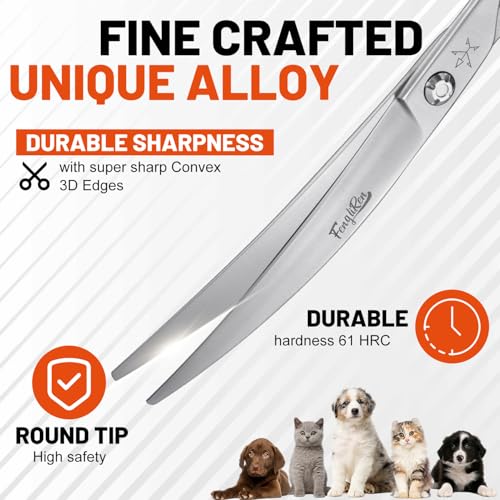 High-end Professional Dog Grooming Curved Scissors Pet Curved Shears 7.5 Inches Extremely Very Sharp Made Of Stainless Steel Alloy By Hand For Dog Cat Groomer - style: 7.5inch Curved Shears