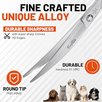 High-end Professional Dog Grooming Curved Scissors Pet Curved Shears 7.5 Inches Extremely Very Sharp Made Of Stainless Steel Alloy By Hand For Dog Cat Groomer - style: 7.5inch Curved Shears