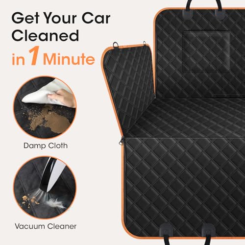 Dog Car Seat Cover for Back Seat, 100% Waterproof Heavy Duty Pet Seat Cover Hammock with Side Flaps, Nonslip Scratchproof Car Seat Protector for Cars and SUVs (Black)
