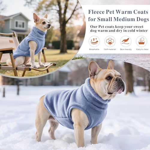 Idepet Dog Fleece Vest Sweater Zip Up Warm Pullover Dogs Jacket with D-Ring Leash Winter Cold Weater Coat Pet Sweatershirt Clothes Hoodie for Small Medium Dogs Boy Girl(Sky Blue,XXS) - color: Sky Blue, size: XXS
