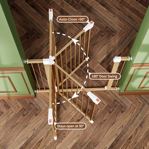 FreeStanding Portable Auto Close Pet Gate | Pressure Mounted Dog Gate for Doorways & Stairs, Walk-Through Door, Tool-Free Installation.