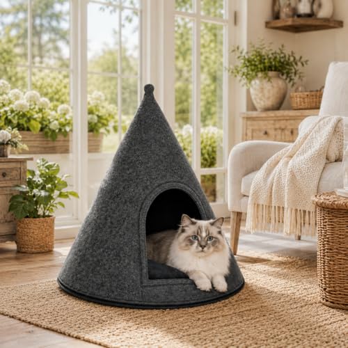 Indoor Dog House for Medium Small Sized Dogs - Dog Tent with Washable Removable Cover, Dog Cave Bed Foam Cushion, Inside Dog House Large Space (Medium)