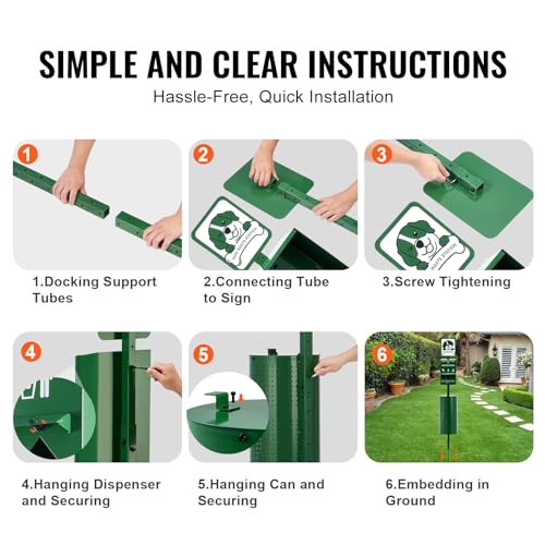 Happybuy Dog Waste Station, Commercial Pet Poop Station, 11.5 Gallon Waste Bin with 50 Can Liners, Bag Dispenser & 600 Waste Bags, Outdoor Dog Waste Disposal System for Backyard Use