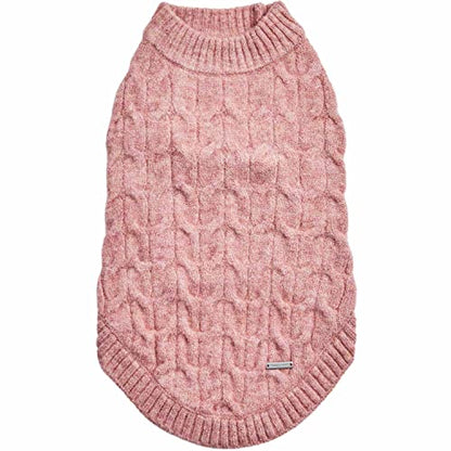Blueberry Pet Classic Knit Dog Sweater, Pullover Crew-Neck Christmas Style in Pink, Back Length 14”, Cozy Winter Wear - color: Rainbow Pink, Crew-neck, size: 14 inch