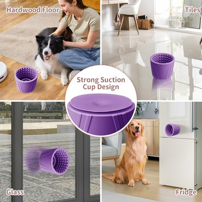 Dog Lick Bowl, Bestalk Anxiety Relief Slow Feeder Dog Lick Mat Treat Dispenser, Non-Slip Dog Licking Bowl Dog Enrichment Toys for Small Medium and Large Breed Dogs, BPA Free Silicone(Purple,M-L) - color: Purple, size: M-L