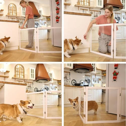 Extra Wide Clear Dog Gate 24" Tall Clear Acrylic Freestanding Dog gate Transparent Pet Gate for Doorways Stairs 3 Panel(55"-70" W) - size: 24"H x 72"W (3 Panels x 24"W Each)