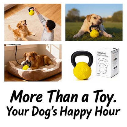 MECOOL Indestructible Dog Toy for Aggressive Chewers - Heavy Duty Chew Ring with Durable Nylon and Treat Dispenser Rubber Base, Interactive Food Puzzle Dog Chew Toy,Large Yellow - size: L Yellow