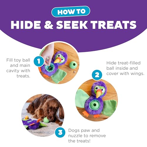 Outward Hound by Nina Ottosson Hide-Ablez Plush Dog Puzzle with Treat Ball, Toucan, Multicolored - color: Hide-Ablez Toucan