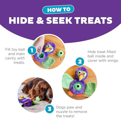 Outward Hound by Nina Ottosson Hide-Ablez Plush Dog Puzzle with Treat Ball, Toucan, Multicolored - color: Hide-Ablez Toucan
