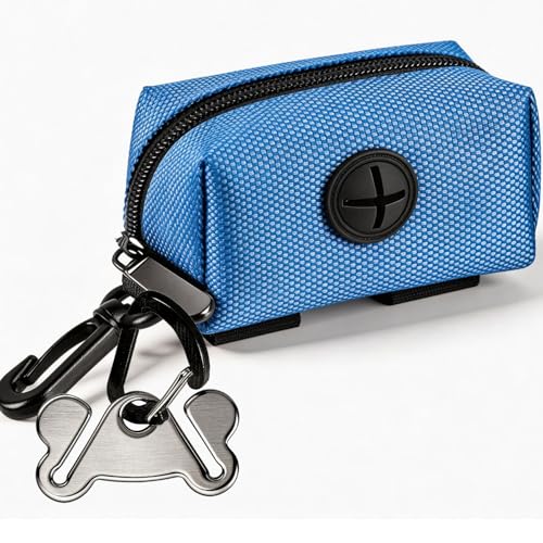 Dog Waste Bag Dispenser Pet Poop Bags Holder for Doggie Waste Bags Dispensers Soft Fabric Zipper Small Doggy Puppy Pouch for Leash Accessory Attachment with Carrier,Blue - color: 1PC Blue, size: 1 Count (Pack of 1)