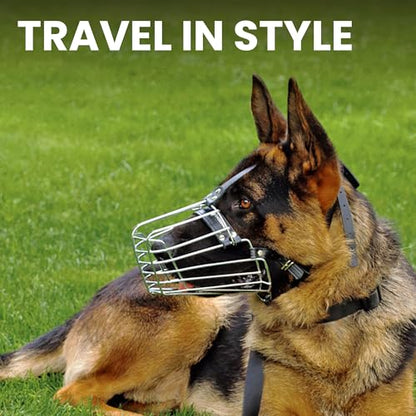 BRONZEDOG Wire Dog Muzzle German Shepherd for Medium Large Dogs Adjustable Durable Metal Basket for Biting Chewing Barking (L) - size: L