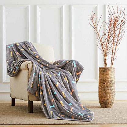 Allisandro Luxurious Dog Blanket, 350 GSM Super Fuzzy Microplush Fleece Pet Blankets for Small Medium Large Dogs and Cats, Grey Bone, 40 x 32 Inches - color: Grey Bone, size: 40" x 32"