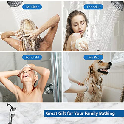 High Pressure 48-Settings Shower Head with Handheld Shower,Drill-Free 3-Way Diverter for Easy Reach,Adjustable Height Slide Bar Dual Shower Head Combo Set - Matte Black - color: Matte Black