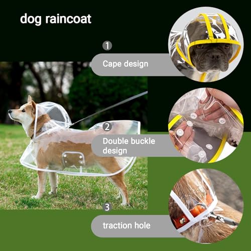 Clear Dog Poncho, Transparent PVC Cape Style Pet Rain Jacket with Hidden Leash Hole, Suitable for Most Dog Breeds(2-25lbs) (Transparent, s-3xl) (Blue, Large) - color: blue, size: Large