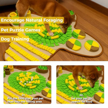 Snuffle Mat for Dogs Large Breed & Small, 27"x27" Interactive Puzzle Dog Food Mat Encourages Natural Foraging Skills, Dog Enrichment Toy for Brain Stimulation & Slow Feeding Game & Anxiety Relief