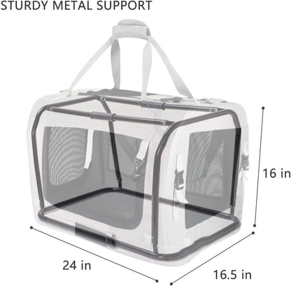 Extra Extra Large Cat Carrier Soft Sided, Portable Small Dog Carrier for 2 Cats, 24"x16.5"x16" Car Travel Folding Comfortable Design with Litter Box and Bowls, Grey+ Litter Box+ Bowl*2 - color: Grey+