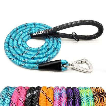 ZALER Rope Dog Leash, 4/5/6/10/15/20/30/50 Foot Reflective Dog Leashes with Carabiner, Heavy Duty Pet Lead for Large and Medium Dogs (4FT, Blue) - color: Blue, size: 4FT*1/2"