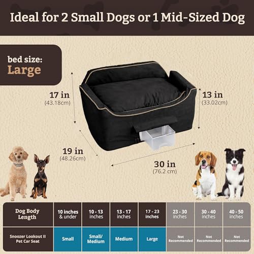 Snoozer Luxury Lookout Pet Car Seat, Large Luxury II, Black with Herringbone - color: Black with Herringbone, size: Large