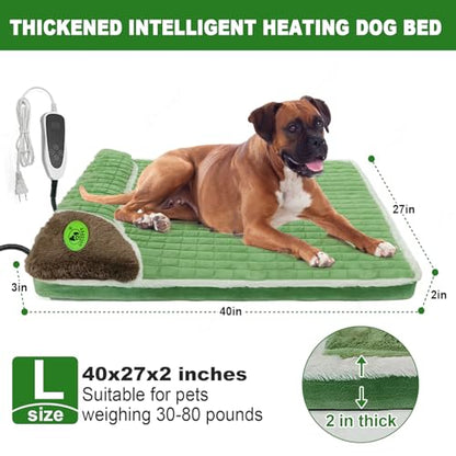 GOLOPET Cat Heating Pad 28x18 in Pet Heating Pads for Cats，Waterproof Smart Thermostat Switch, Adjustable Heated Cat Bed (Green, 34.0" L x 23.0" W x 0.5" Th) - color: green, size: 34 x 23 in
