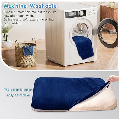 Magic Dog Super Soft Medium Dog Bed, 32 Inches Orthopedic Foam Pet Beds with Anti Slip Bottom, Dog Sleeping Mattress with Removable and Washable Cover, Blue M,32'' X 24'' X 3'' - color: Blue, size: 32.0"L x 24.0"W x 3.0"Th
