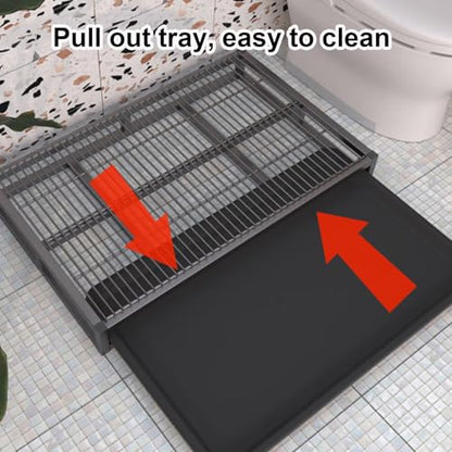 Large Indoor Dog Potty Toilet 30.7 x 19.7 Inch, Metal Elevated Pee Pad Holder for All Breeds, Keeps Paws & Floors Clean, Ideal for Bedroom/Dorm, Dog Potty Tray for Large Dogs