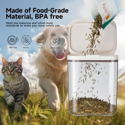 LivLab Mker Dog Food Storage Container 5 lbs Airtight Pet Food Storage Containers with Lids, Cat Food Container, BPA Free, Rice Container, Flour Dispenser(6 lbs), white - color: (D979)-5.5L