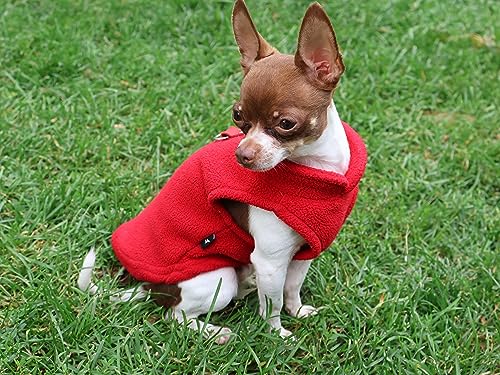JACKO & CO - Fleece Vest Dog Sweater with Leash Ring - Soft, Warm & Lightweight Pullover Coat for Small & Medium Dogs, Puppies & Cats - Cozy Fall/Winter/Spring Pet Jacket (Red, X-Small 2-4lbs) - color: Red, size: XS (2-4lbs)