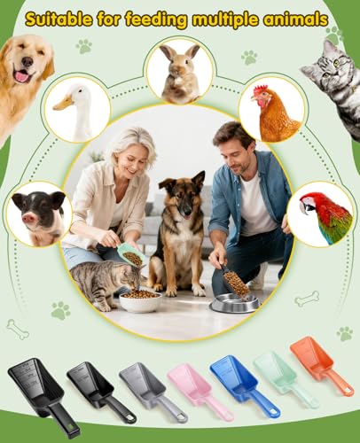 2 Pack Dog Food Scoop with 1 Cup and 2 Cup Capacity, Plastic Pet Food Measuring Scoops with Clear Measurement Lines for Dogs, Cats & More,Dishwasher safe (Green and Black) - color: Green and Black