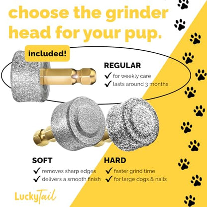 LUCKY TAIL - Dog Nail Grinder - Regular - Replacement Head - for Small, Medium & Large Dogs - Premium Quality - Diamond Tip Drill Bit - Professional Dog Nail Trimmers - Grooming Tool kit - 1 Pack - size: One Pack
