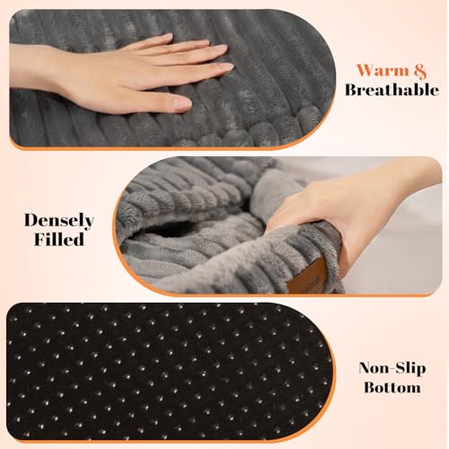 CHEERPALS Cat Cave Bed for Indoor Cats, Washable Covered Cat Bed Hooded Kitty Bed Soft Fluffy Pet Bed for Puppy and Small Dog(Dark Blue) - color: Dark Blue