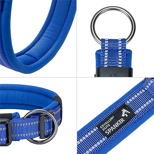 EXCELLENT ELITE SPANKER Reflective Dog Collar Classic Soft Padded Breathable Nylon Adjustable Pet Collar with Quick Release Buckle for Boy Girl Male Female Small Medium Large Dogs Training(Blue-S) - color: Blue, size: S