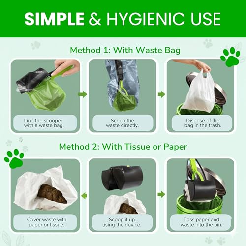 SHAZORY Pooper Scooper for Dogs & Cats – Long Handle, Heavy-Duty Design with Bag Dispenser, Poop Scooper for Large Dogs, Dog Poop Scoop for Yard, Portable for Pet Parents & Dog Walkers (32") - size: 32"