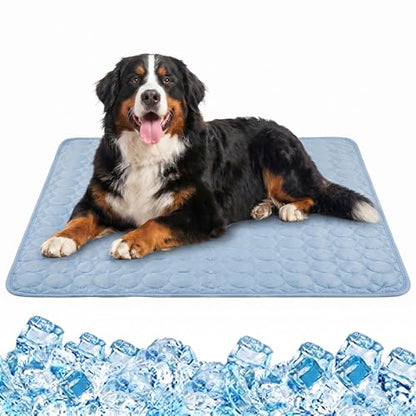 Dog Cooling Mat, 2026 Upgraded Pet Ice Silk Mat, Pet Cooling Mat Ice Silk Coolings Mats for Dogs & Cats, with Non-Slip & Foldable Summer Reusable Pets Cool Mats (Light Blue, S-20×16") - color: Light Blue, size: S-20"×16"