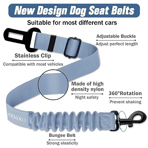COOYOO Dog Seat Belt,3 Piece Set Retractable Dog Car Adjustable Seatbelts for Vehicle Nylon Pet Safety Heavy Duty & Elastic & Durable Car Harness for Dogs - color: Set 07-Black+Grey Blue