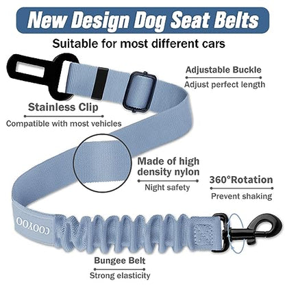COOYOO Dog Seat Belt,3 Piece Set Retractable Dog Car Adjustable Seatbelts for Vehicle Nylon Pet Safety Heavy Duty & Elastic & Durable Car Harness for Dogs - color: Set 07-Black+Grey Blue