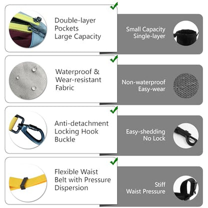 Hands Free Dog Leash with Waist Bag, Adjustable Waterproof Shock Absorption Reflective Leash with Poop Bag Dispenser Port for Medium Large Dogs Walking Running Hiking (Yellow) - color: yellow