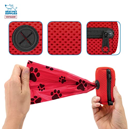 Best Pet Supplies 2팩 강아지 배변 봉투 홀더 목줄 부착물, 색상, 여행, 산책, 공원 및 실외 사용을 위한 재사용 가능한 메시 디스펜서 파우치, 클립온으로 부드럽고 내구성이 뛰어난 - 메시 레드 - color: 메시 (레드), size: 1개 (2팩)