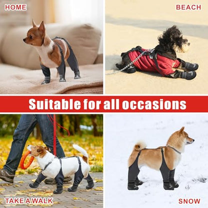 Idepet Dog Suspender Boots, Tall Dog Boots Anti-Slip & Fall Waterproof Shoes Leggings, Adjustable Suspender Boots for Winter Snow Rain Hiking Paws Protector (6, Black) - size: 6