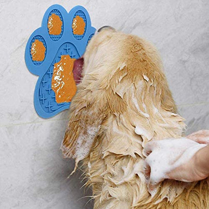 Licking Mat for Dog Anxiety - Peanut Butter Slow Feeder Bowl, Pad With Strong Suction to Wall for Pet Bathing, Grooming, and Training (Blue) - color: Blue